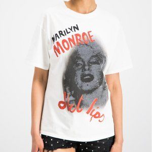 NWT THE KOOPLES Oversized WHITE T-shirt With Marilyn Monroe Screen Print